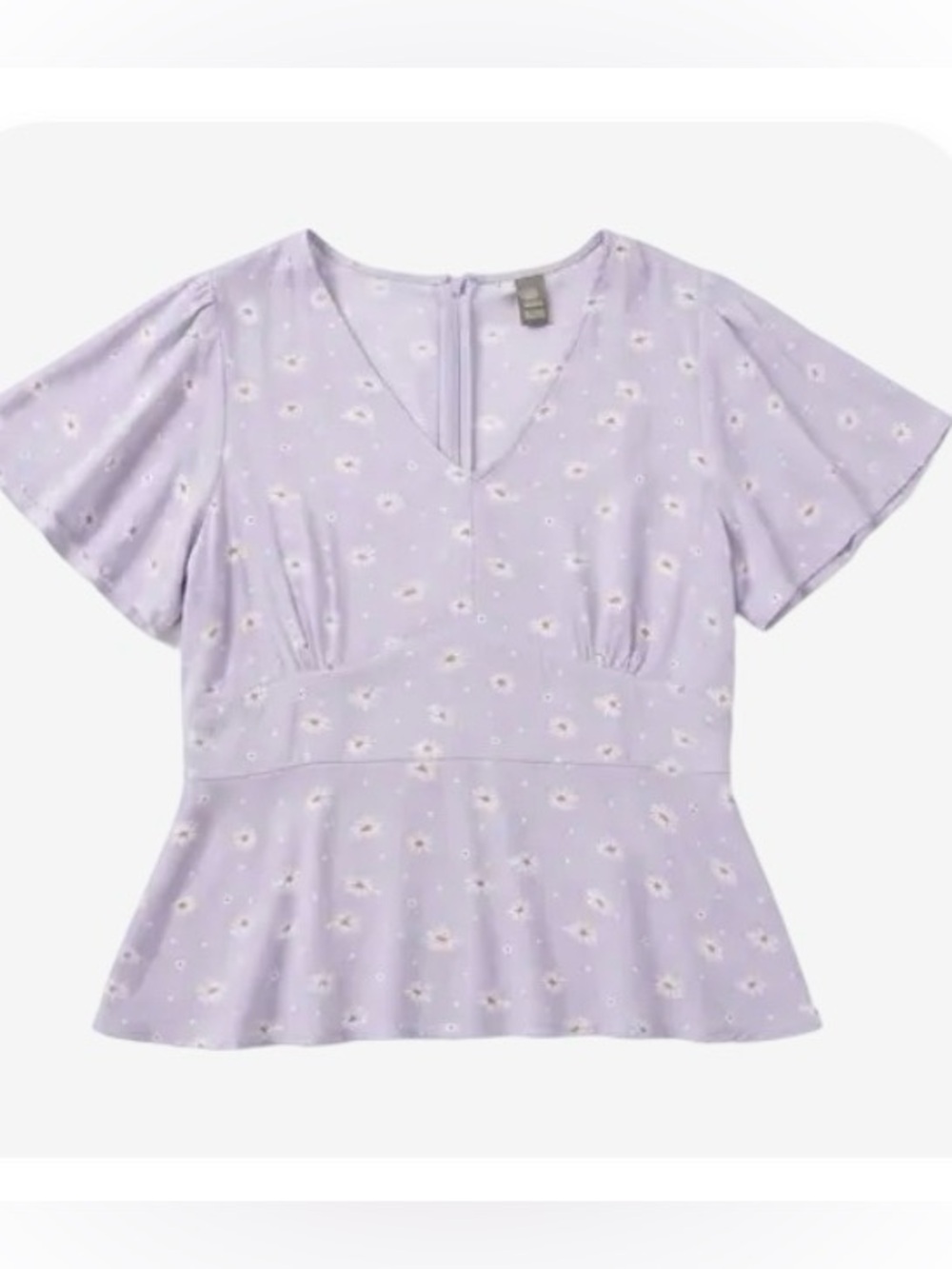 LOFT Lilac Floral V-Neck Peplum Blouse